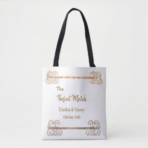 Golden vintage glitter the perfect match couple na tote bag