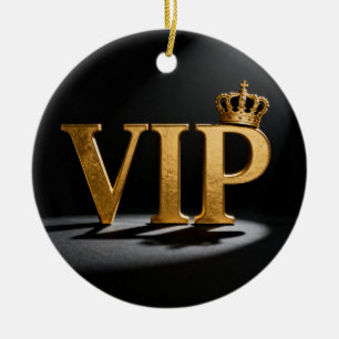 Golden Vintage Letter - VIP with Crown 8 Ceramic Tree Decoration