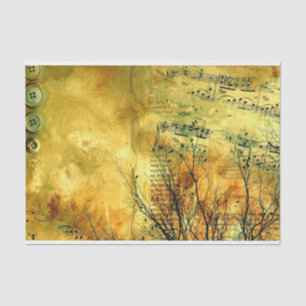 Golden Vintage Sheet Music Tissue Paper