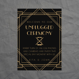 Golden Vintage Unplugged Ceremony Wedding Sign