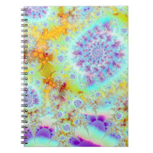 Golden Violet Sea Shells, Abstract Fractal Ocean Spiral Notebook
