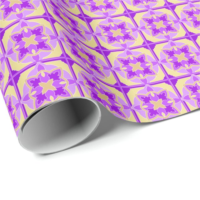 Golden Violets Wrapping Paper (Roll Corner)