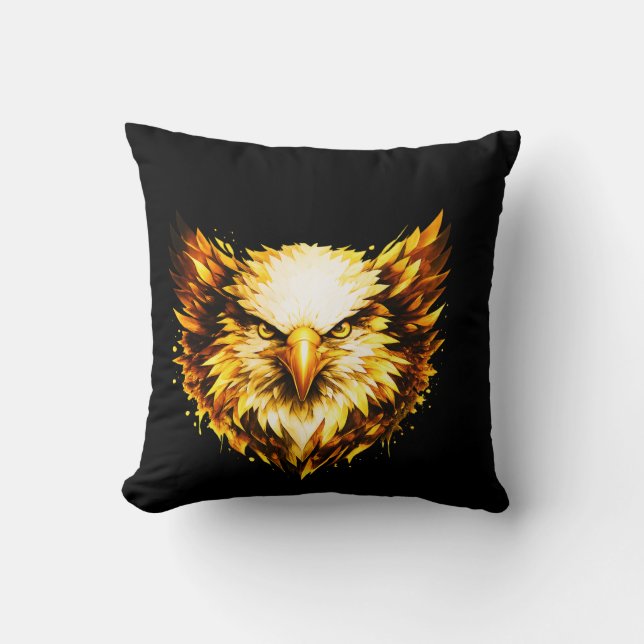 Golden Vision Eagle | Bold Illustrated Statement Cushion (Front)