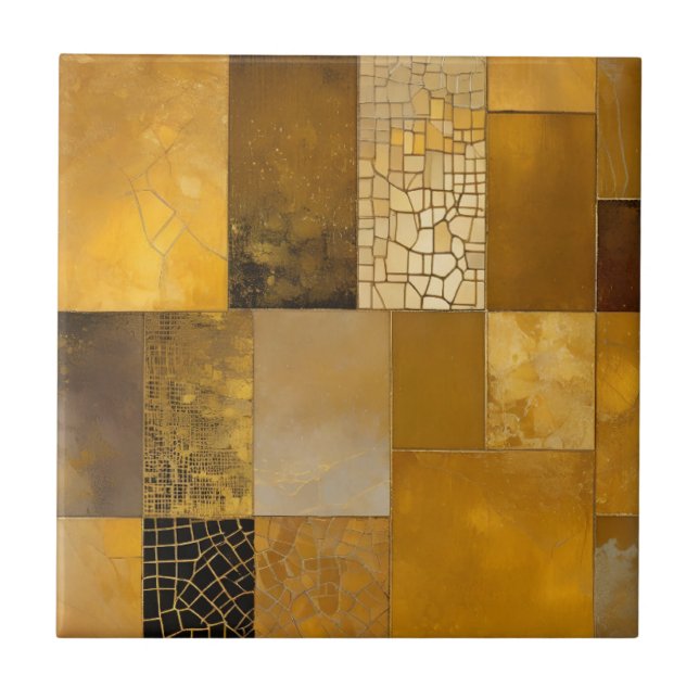 Golden Warm Squares Tile (Front)