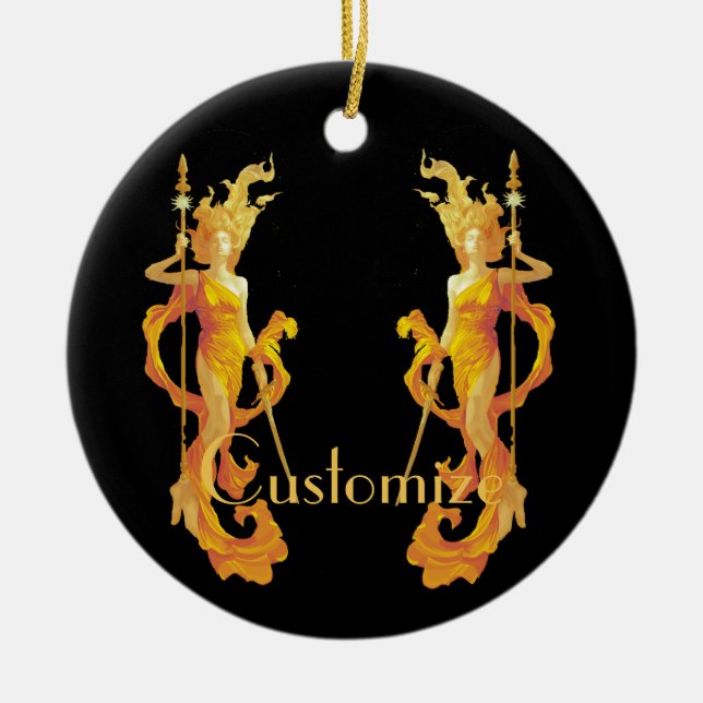 Golden Warrior Goddess Thunder_Cove  Bangle Bracel Ceramic Tree Decoration (Front)