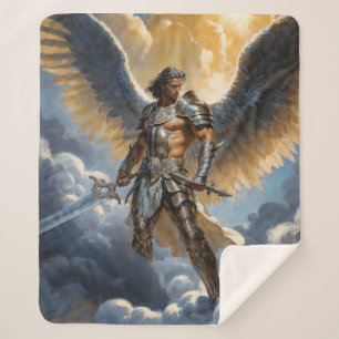 Golden Warrior of Heaven Archangel Michael Sherpa Blanket