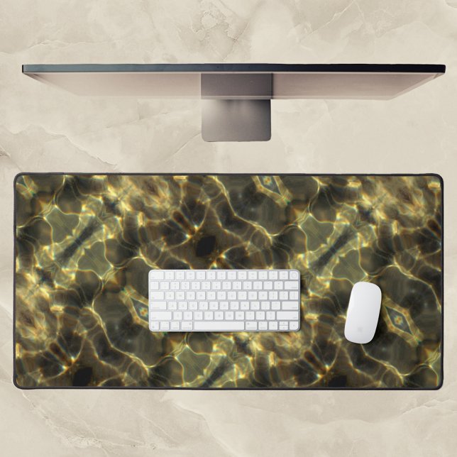 Golden Water Elegant Abstract Desk Mat (Creator Uploaded)