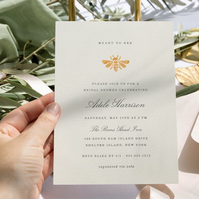 Golden Watercolor Bee Bridal Shower Invitation (Creator Uploaded)
