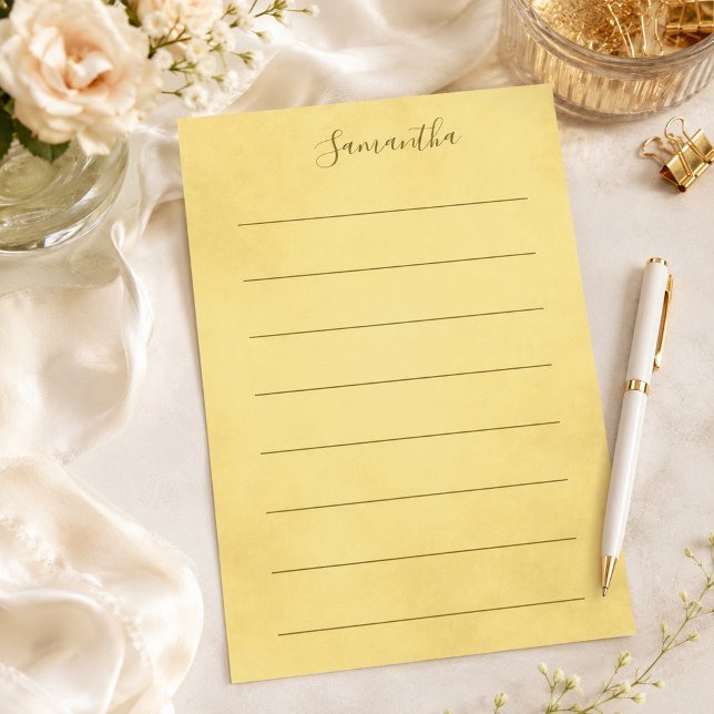 Golden Watercolor Lined  Stationery (Creator Uploaded)