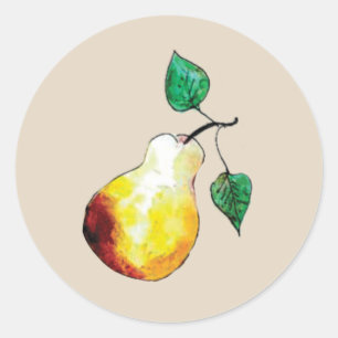 Golden Watercolor Pear Cottagecore Envelope Seals