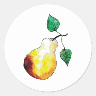 Golden Watercolor Pear Cottagecore Envelope Seals
