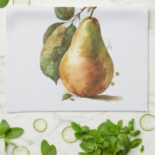 Golden Watercolor Pears Towel Summer