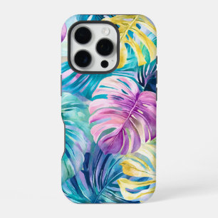 Golden Watercolor Tropical Leaves Paradise iPhone 16 Pro Case