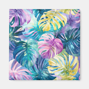 Golden Watercolor Tropical Leaves Paradise Magnet