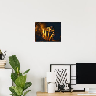 Golden Waterfall Abstract Art – Luxurious Digital Poster