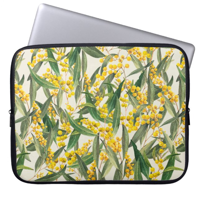 Golden Wattle (Acacia pycnantha) is Australia's na Laptop Sleeve (Front)