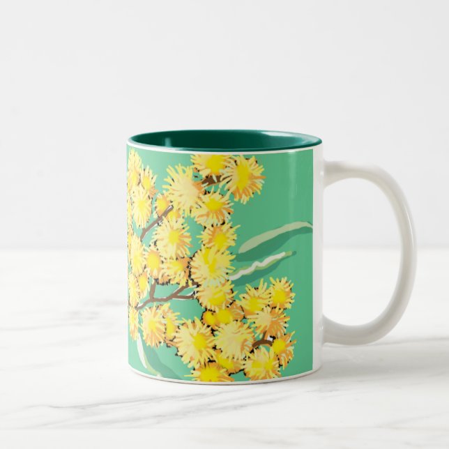 Golden wattle symbol of Australia Two-Tone Coffee Mug (Right)