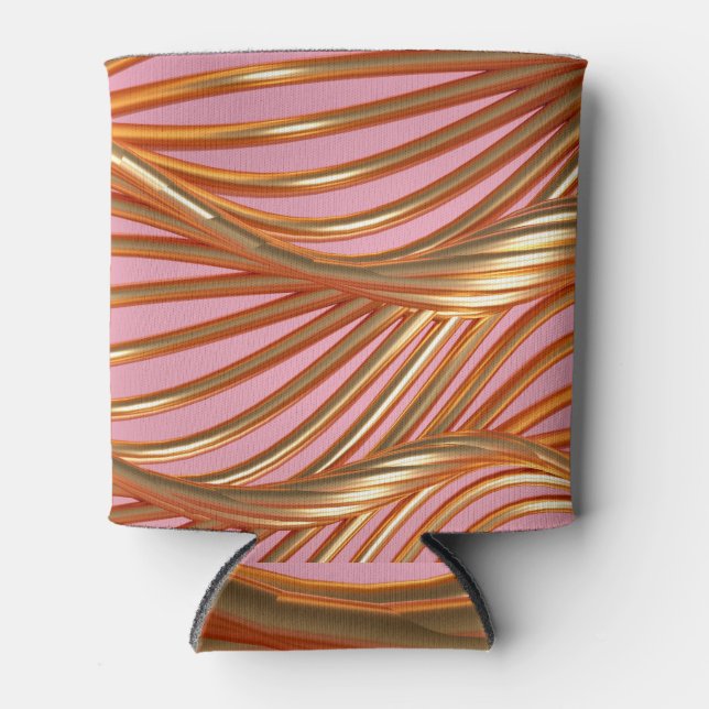 Golden wave, 3D abstract background. Can Cooler (Front)