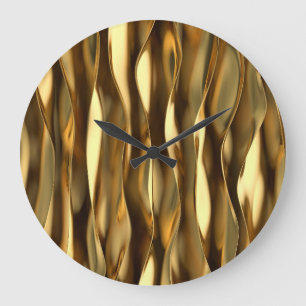 Golden Wave 3D Render. Large Clock