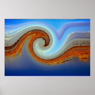 Golden Wave of Ducks and Other Waterfowl Poster