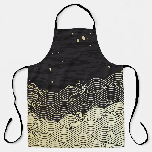 Golden wave, paper-like texture. apron (Front)