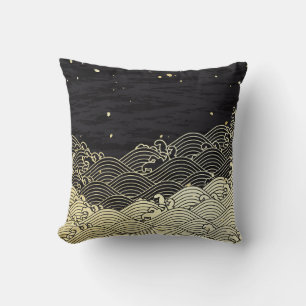 Golden wave, paper-like texture. cushion