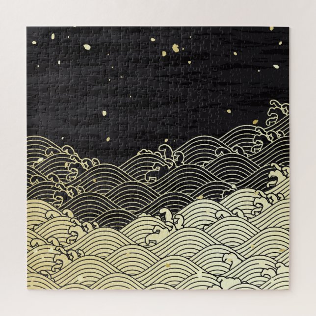 Golden wave, paper-like texture. jigsaw puzzle (Vertical)