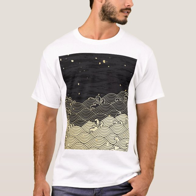 Golden wave, paper-like texture. T-Shirt (Front)