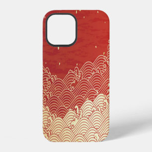 Golden Wave Paper Texture Pattern iPhone 12 Case