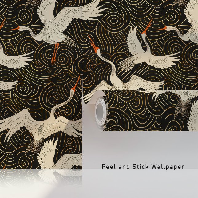 Golden Waves and Graceful Cranes Wallpaper (Creator Uploaded)