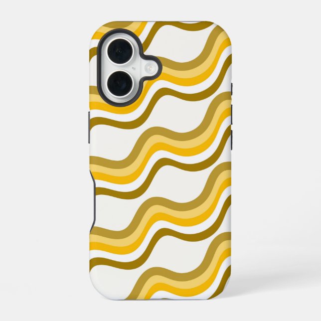 Golden Waves Pattern iPhone 16 Case (Back)