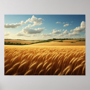 Golden Waves Under a Summer Sky Poster