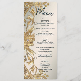 Golden Wavy Leaves Floral Menu