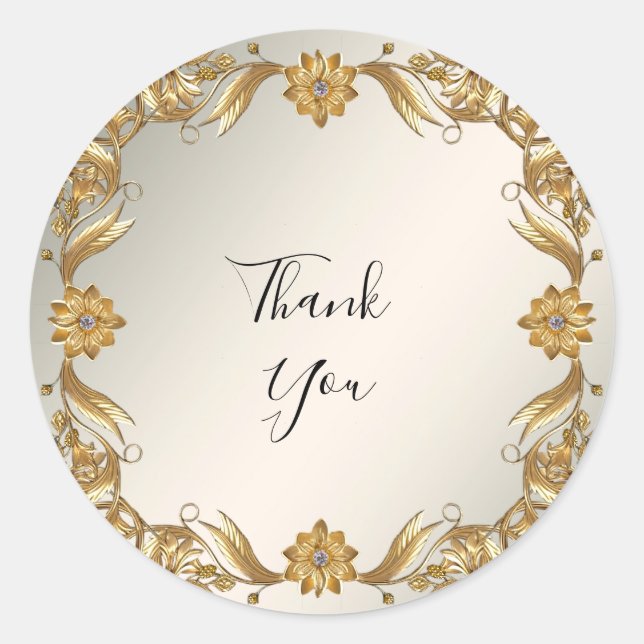 Golden Wavy Leaves Floral Sticker (Front)