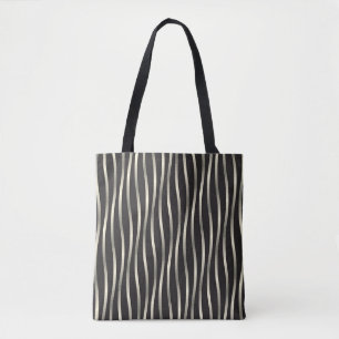 Golden wavy stripes, luxury texture tote bag