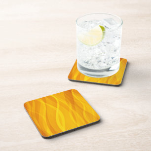 Golden weaving waves set of 6 yellow coasters