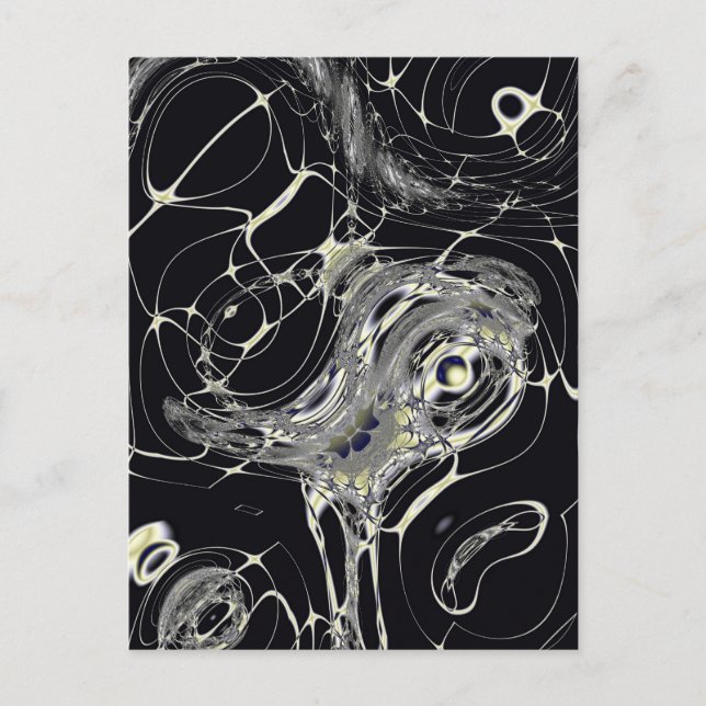 Golden Web Abstract Fractal Art Postcard (Front)