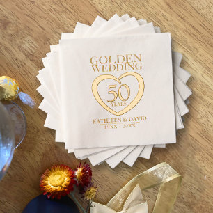 Golden wedding 50 years custom anniversary foil napkins