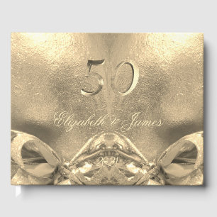 Golden Wedding 50th Anniversary Elegant Faux Gold Guest Book