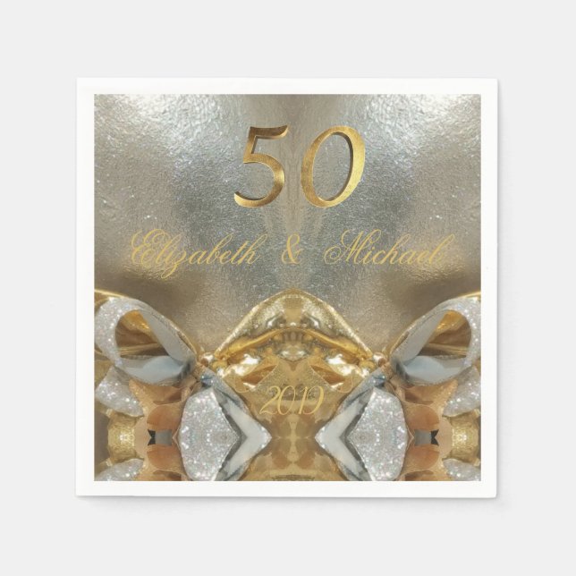 Golden Wedding 50th Anniversary Elegant Faux Gold Napkin (Front)