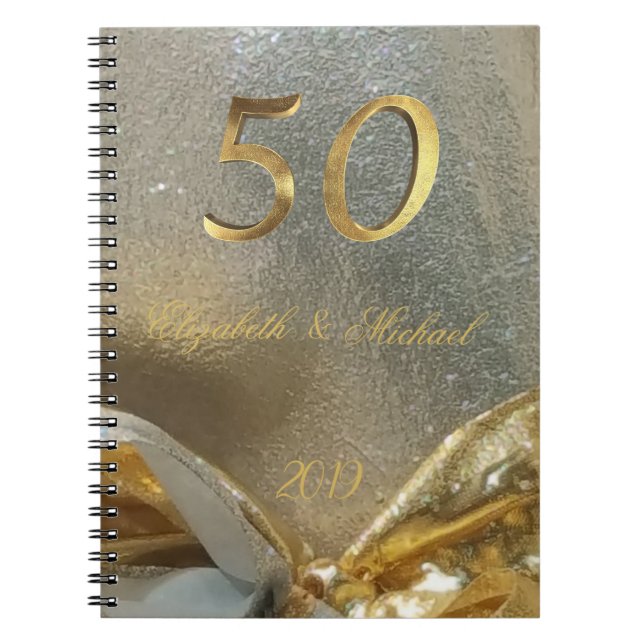 Golden Wedding 50th Anniversary Elegant Faux Gold Notebook (Front)