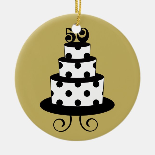 Golden Wedding 50th Anniversary Keepsake Ceramic Tree Decoration (Front)