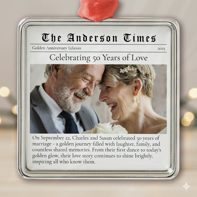 Golden Wedding Anniversary 50 Years Married Photo Metal Tree Decoration (Creator Uploaded)