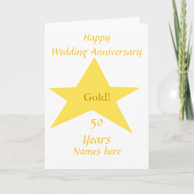 Golden Wedding Anniversary 50 years names front Card (Front)