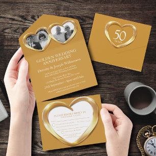 Golden wedding anniversary 50 years party event all in one invitation