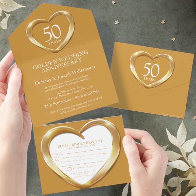 Golden wedding anniversary 50 years party event all in one invitation (Creator Uploaded)