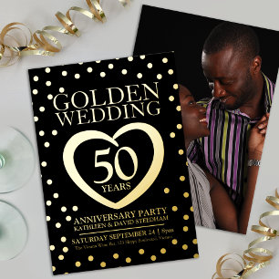Golden wedding anniversary 50th party black gold