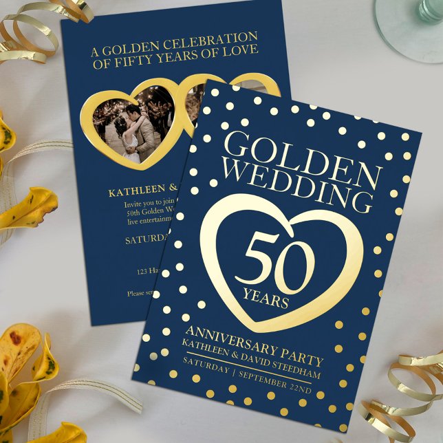 Golden wedding anniversary 50th party blue gold (Creator Uploaded)