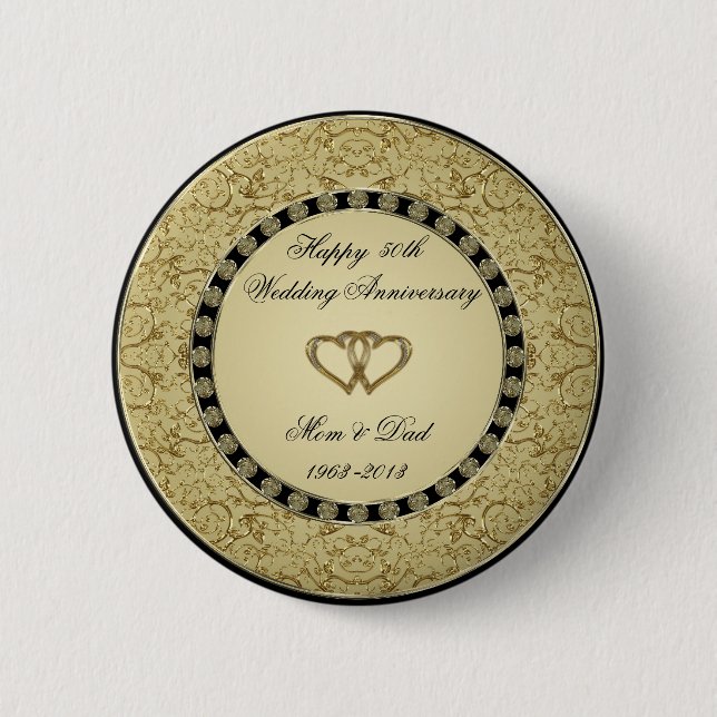 Golden Wedding Anniversary Button (Front)