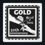 Golden wedding anniversary holding hands 50th<br><div class="desc">If you would like any help customising this design,  please use the ask this designer button,  just below this text. A romantic design for your gold wedding anniversary,  when you are celebrating 50 years of marriage. This design has a Vector illustration of a couple holding hands.</div>